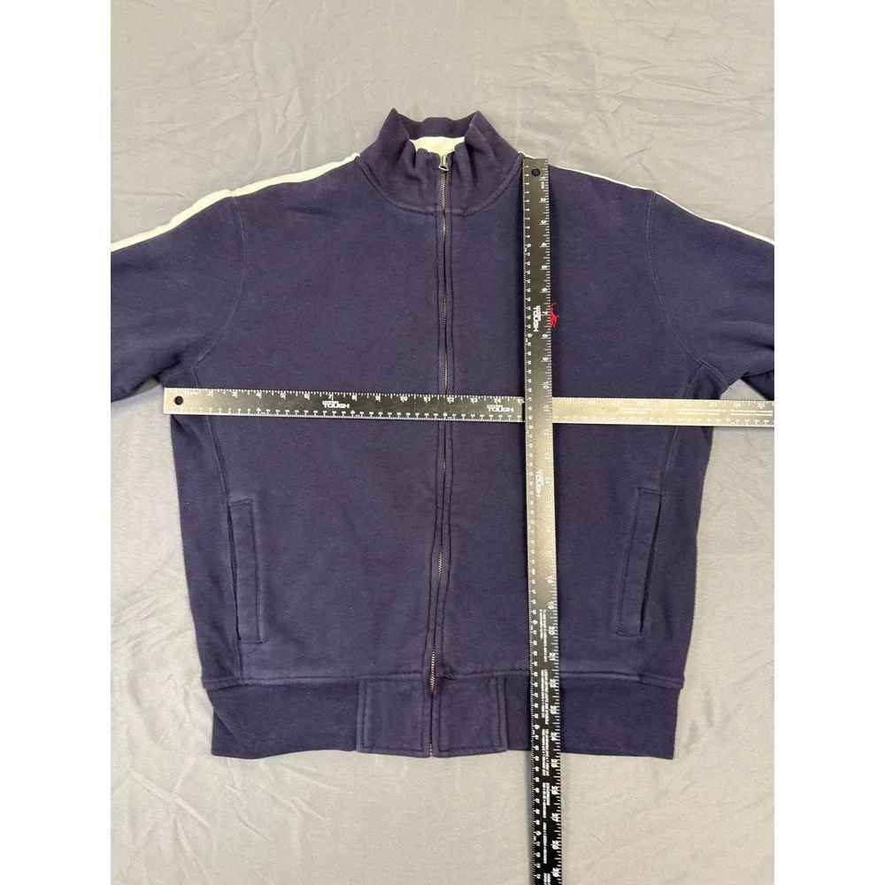 Vintage Y2K Polo Ralph Lauren Mens Navy Blue Waffle Full Zip Track Jacket Size L